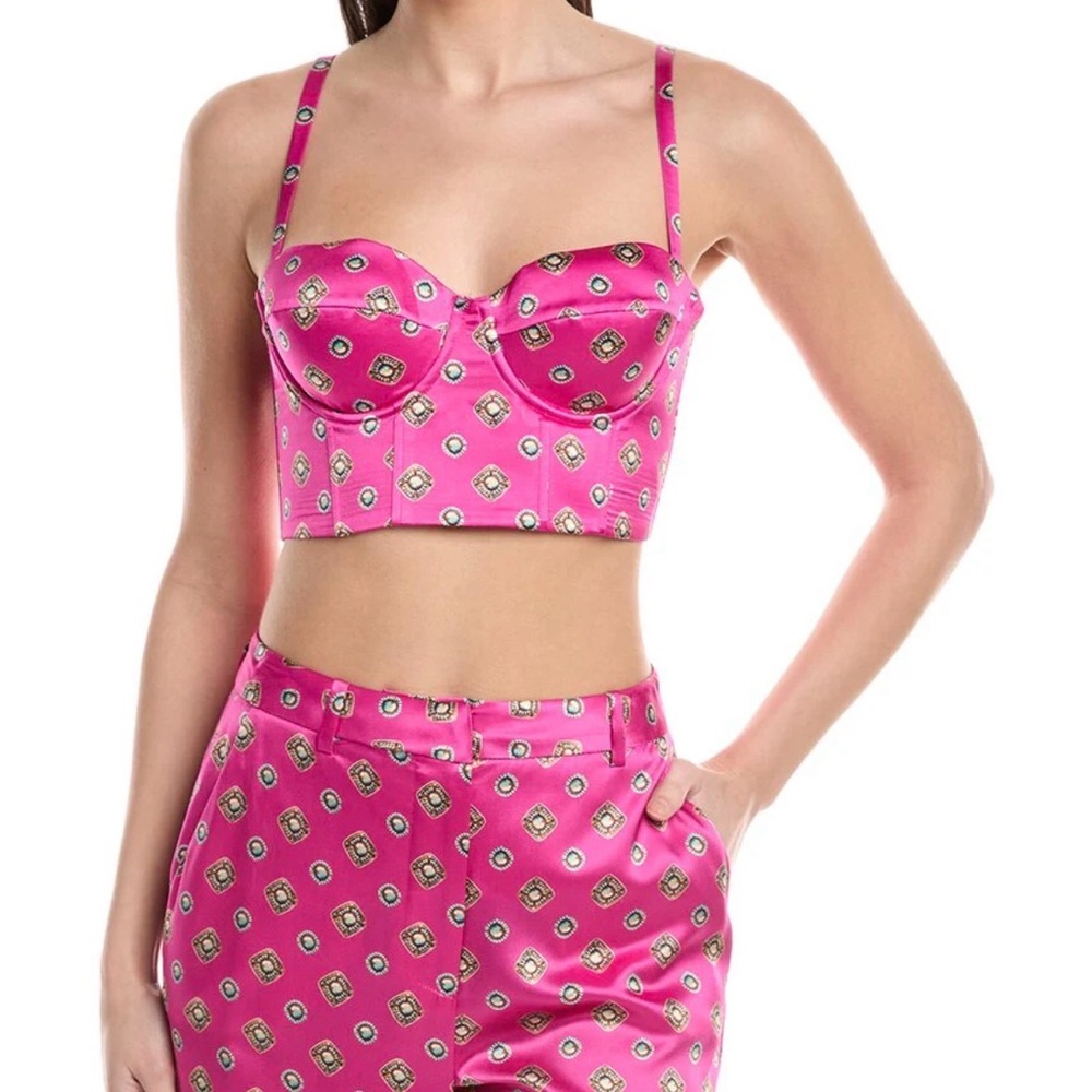 NWT L'AGENCE Sonya Silk Bralette Top Fuschia Turquoise